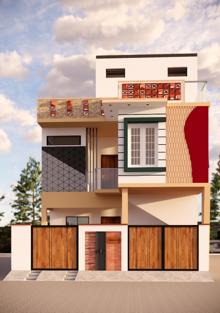 Contemporary G+1 Residential Elevation