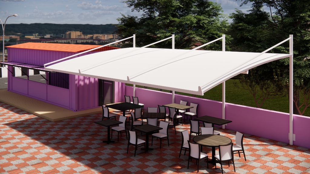 Coffee Shop Tensile Canopy
